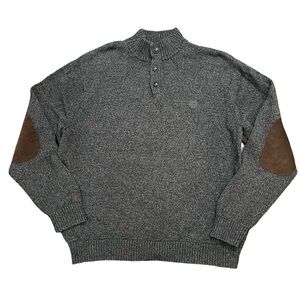 CHAPS Pullover Sweater | Men’s XXL | Gray with Brown Corduroy Patches at Sleeves